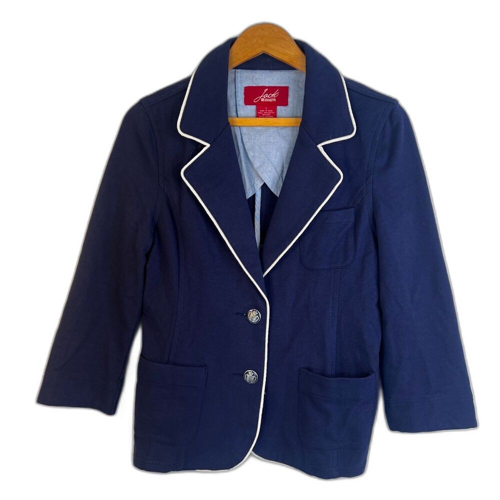 Jack BB Dakota‎ Cotton Contrast Trim Soft Comfy Blazer Academia Jacket Size LG*